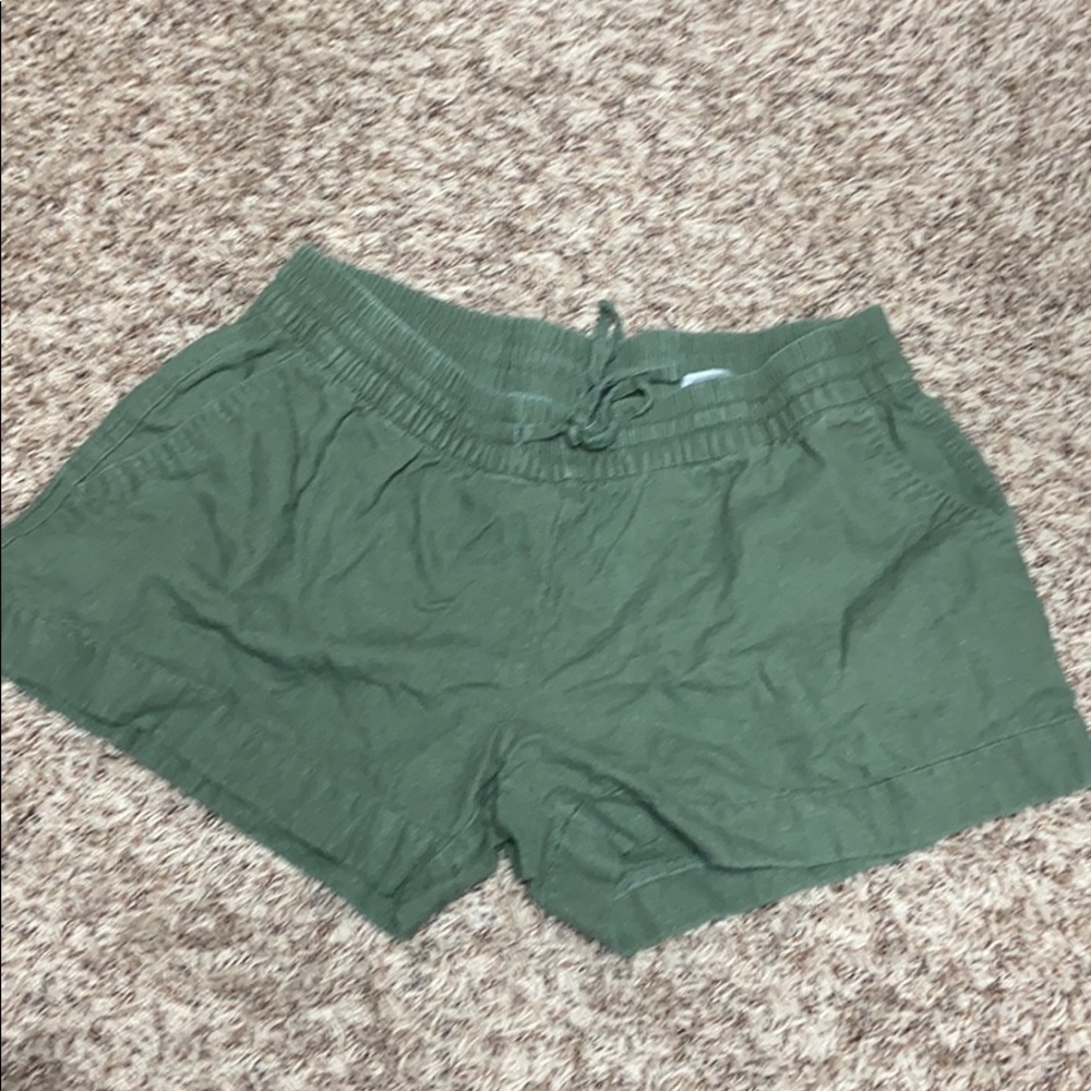 Army green linen shorts
